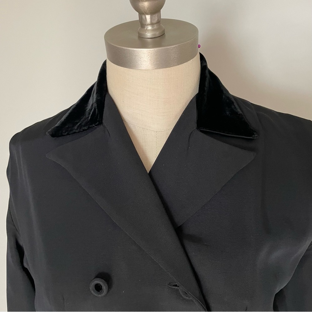 Vintage R & K black velvet trimmed double breasted blazer - Picture 2 of 10